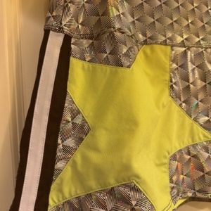 Lucky in Love A-Line Irridescent Tennis Skort Gray with Neon Star Sz 16